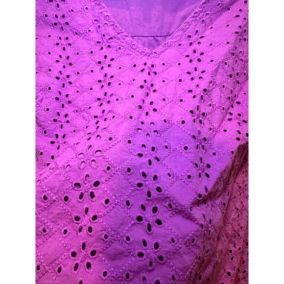 Draper James Cottagecore Eyelet Blouse XS Lavender Puff Sleeve Top Romantic - Picture 5 of 10